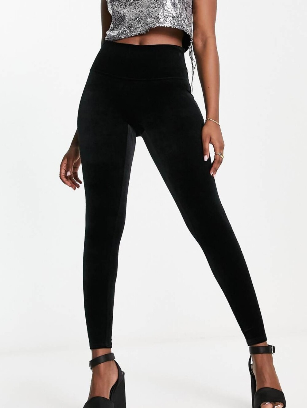 Spanx Velvet Leggings Pants Size Small Black Tummy Shaping